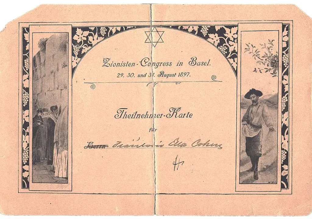 "Theilnehmer-Karte" für Fräulein Eva Cohen, 1897