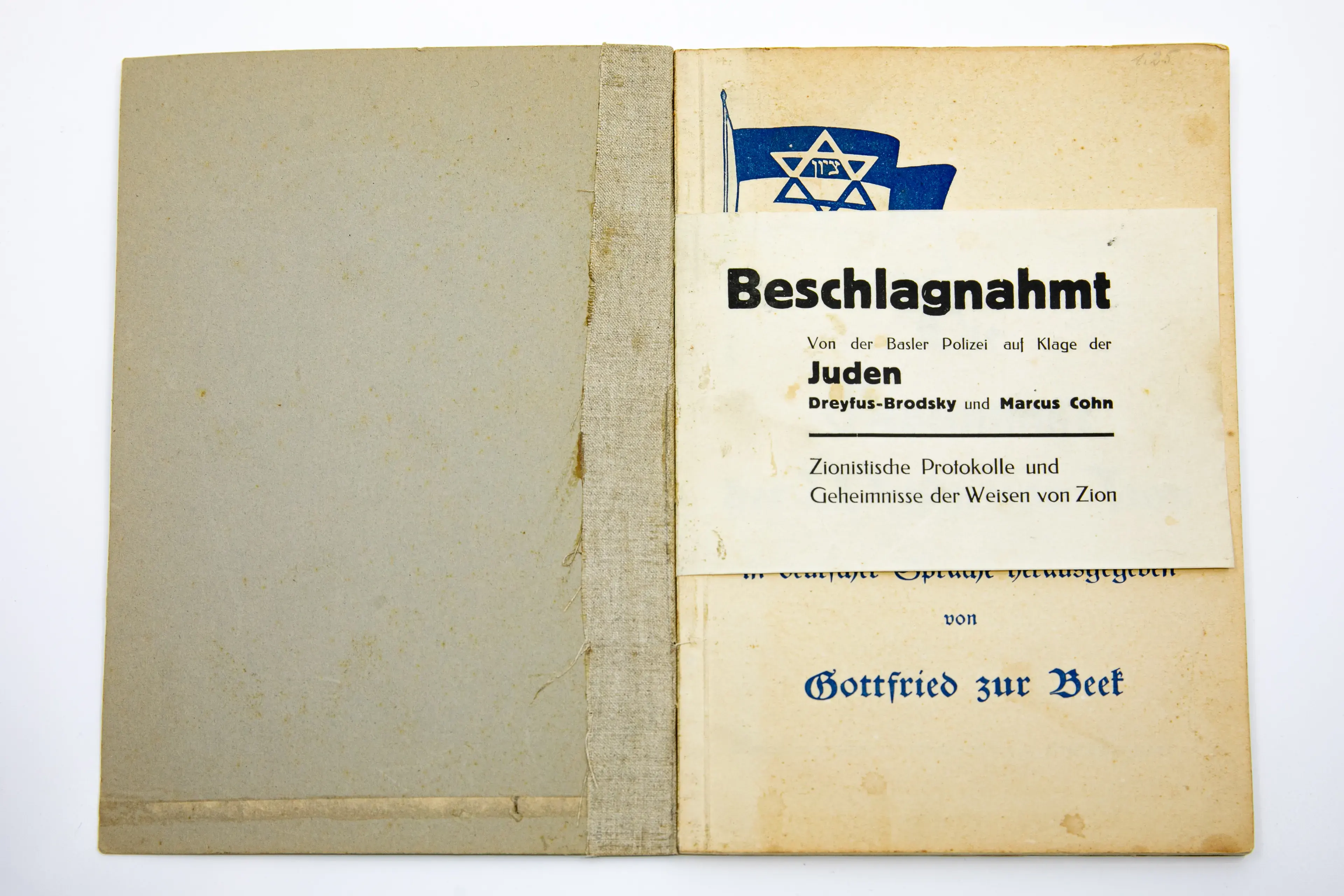 Bild der antisemitischen Schrift "Die Geheimnisse der Weisen von Zion" von Gottfried zur Beck.